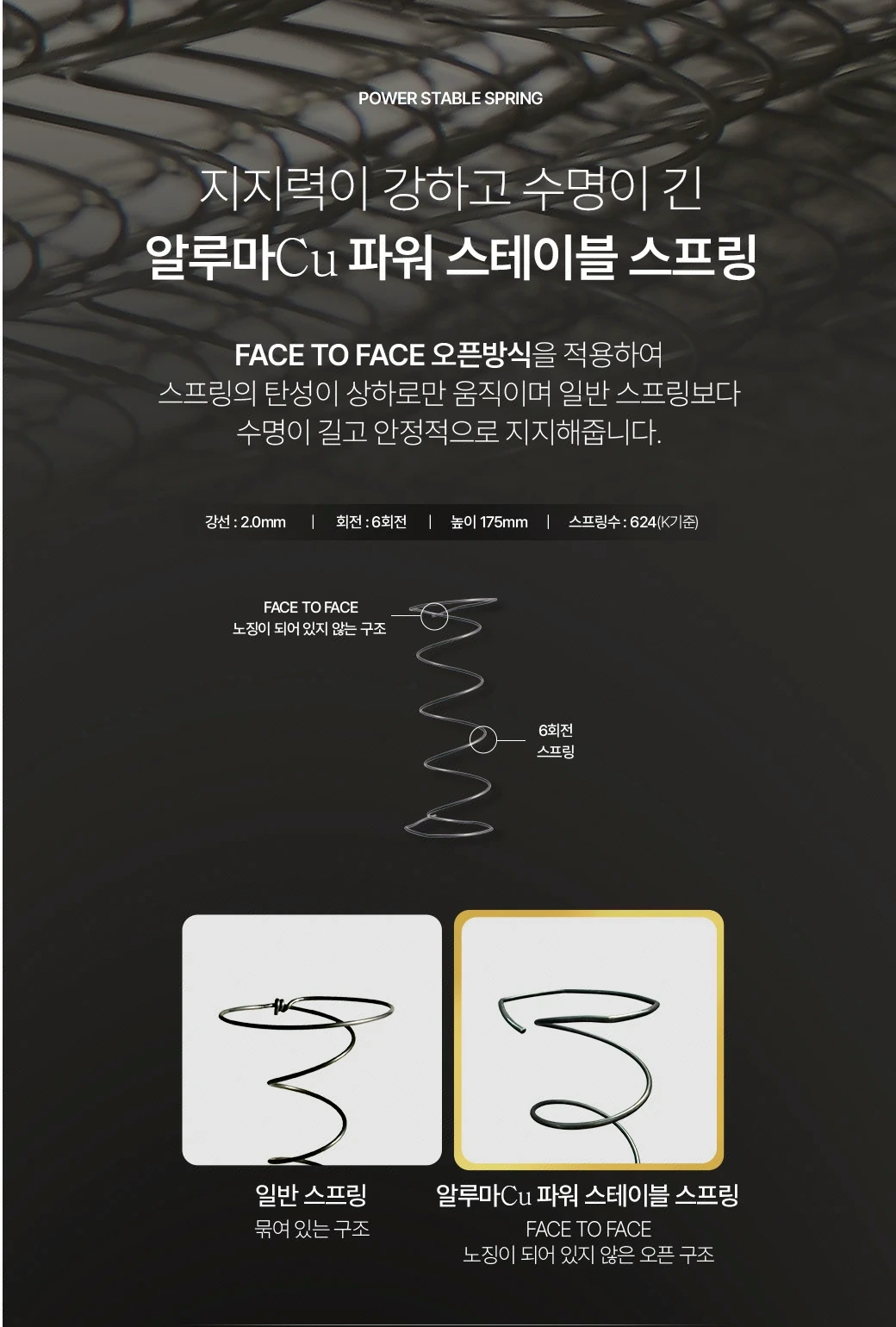 지지력이 강하고 수명이 긴 알루마Cu 파워 스테이블 스프링
